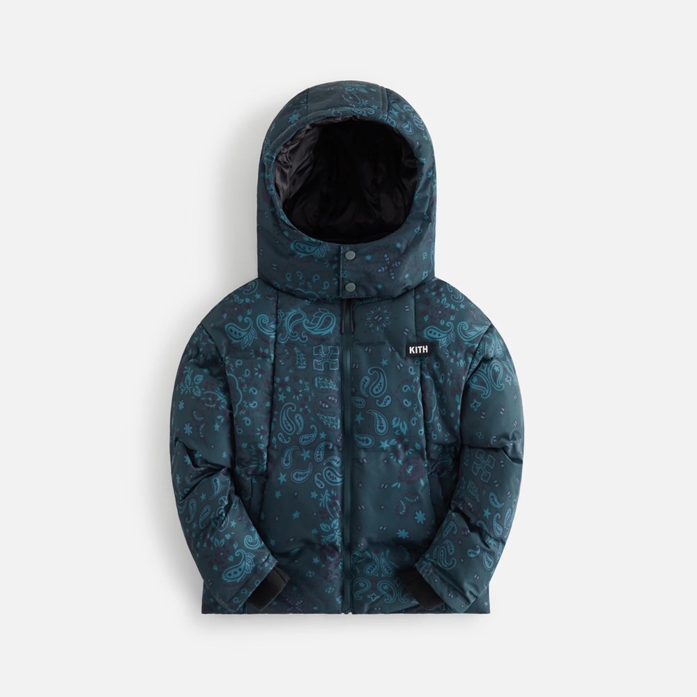 Kith Teal Paisley Print Puffer Jacket